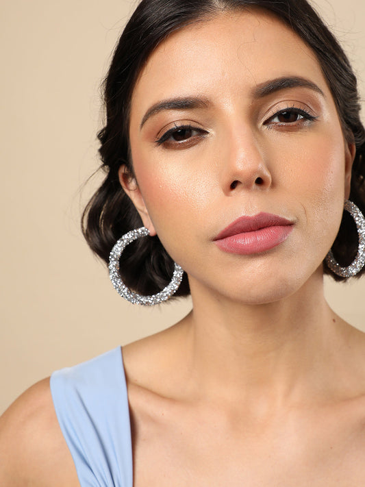 Silver Plated Designer Hoop Earring