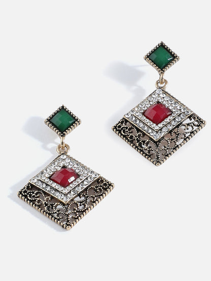 Gold Plated Designer Stone Drop Earring