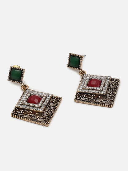 Gold Plated Designer Stone Drop Earring