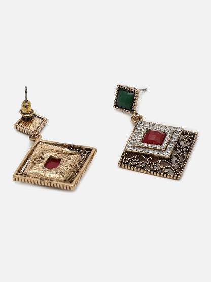 Gold Plated Designer Stone Drop Earring