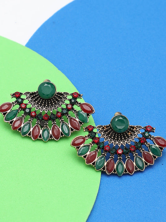Gold Plated Designer Stone Stud