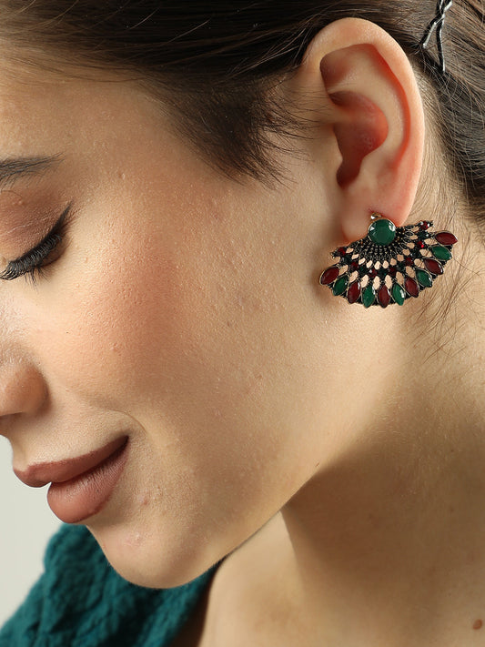 Gold Plated Designer Stone Stud