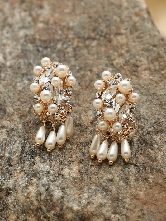 Gold Plated Designer Stone Beaded Stud