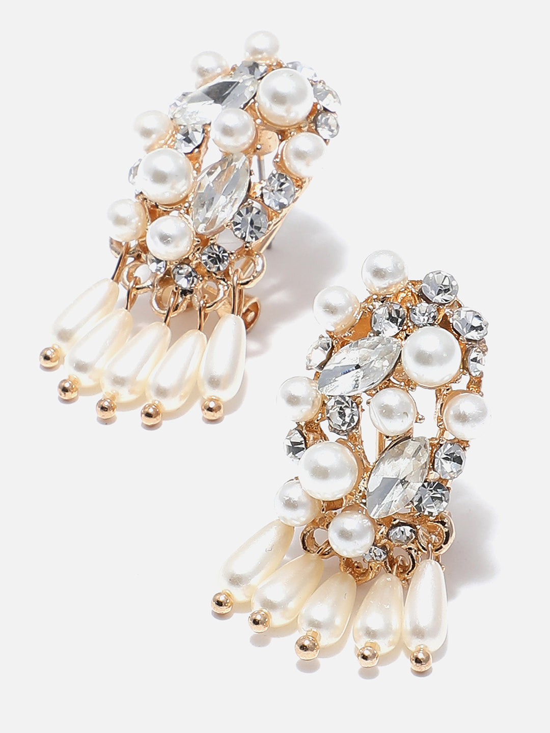 Gold Plated Designer Stone Beaded Stud