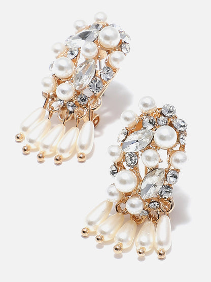 Gold Plated Designer Stone Beaded Stud