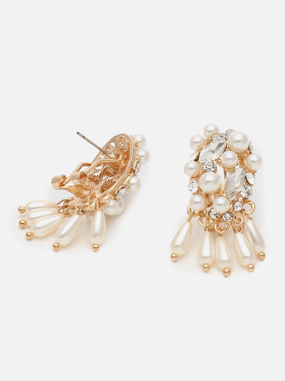 Gold Plated Designer Stone Beaded Stud