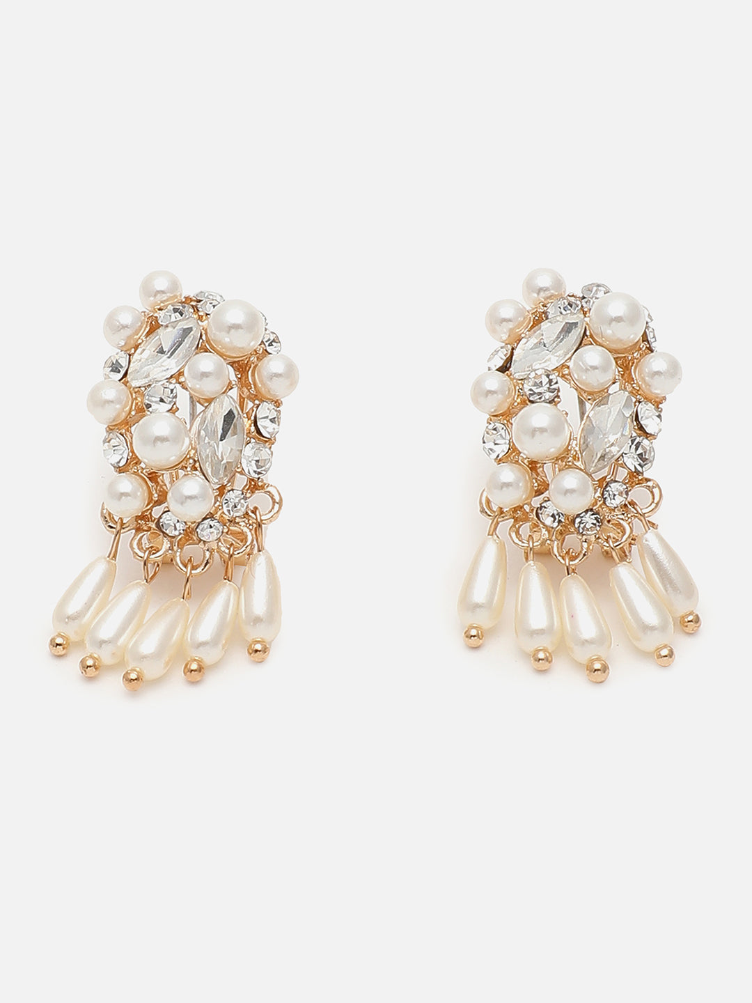 Gold Plated Designer Stone Beaded Stud