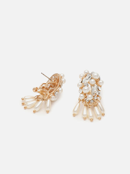 Gold Plated Designer Stone Beaded Stud