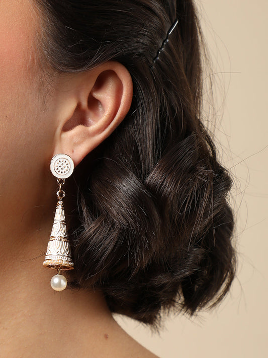 Gold Plated Designer Stone Drop Earring