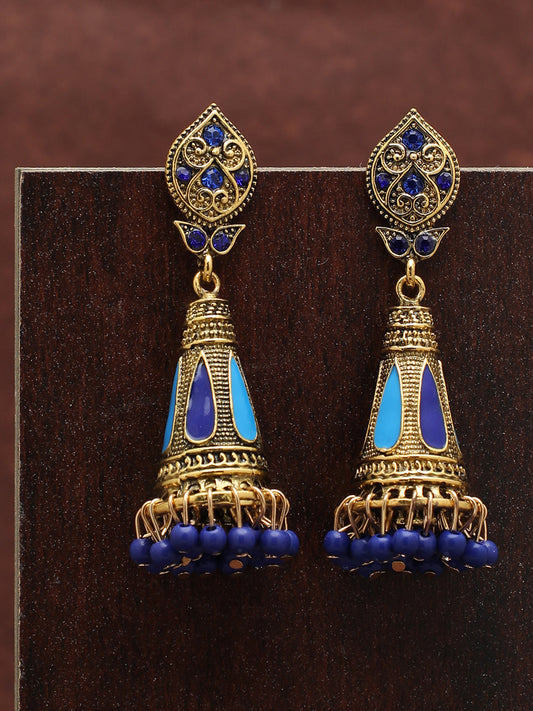 Gold Plated Designer Stone Drop Earring