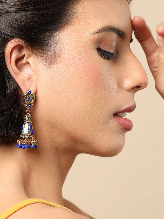 Gold Plated Designer Stone Drop Earring