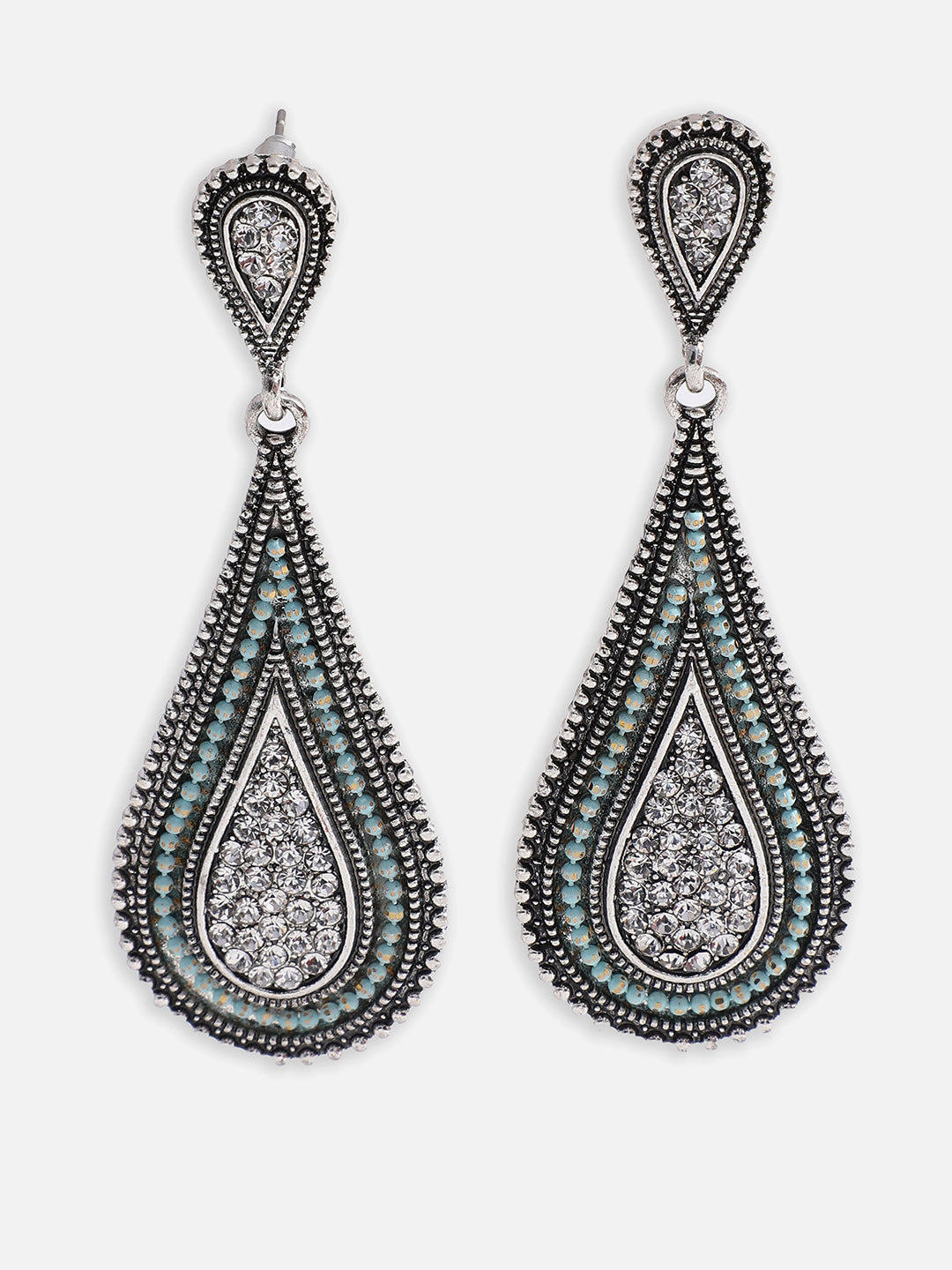 Silver Plated Designer Stone Drop Earring