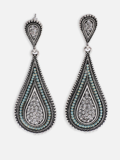Silver Plated Designer Stone Drop Earring