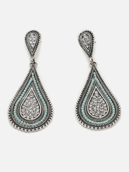 Silver Plated Designer Stone Drop Earring