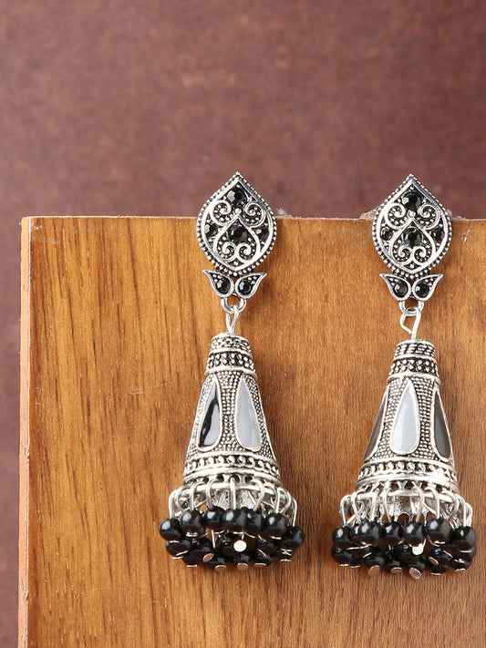 Silver Plated Designer Stone Drop Earring