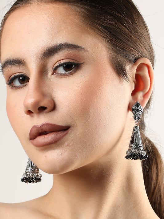 Silver Plated Designer Stone Drop Earring