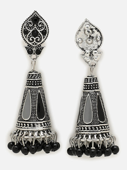 Silver Plated Designer Stone Drop Earring