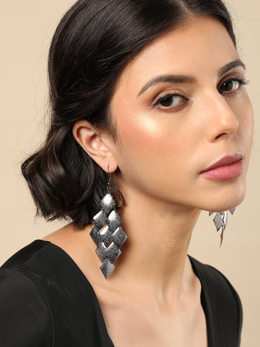 Silver Plated Designer Drop Earring