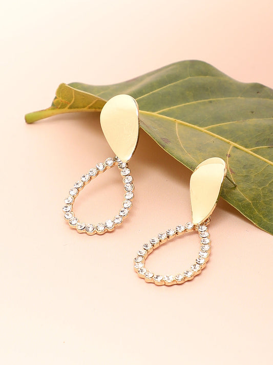 Gold Plated Designer Stone Drop Earring