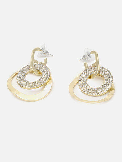 Gold Plated Designer Stone Drop Earring