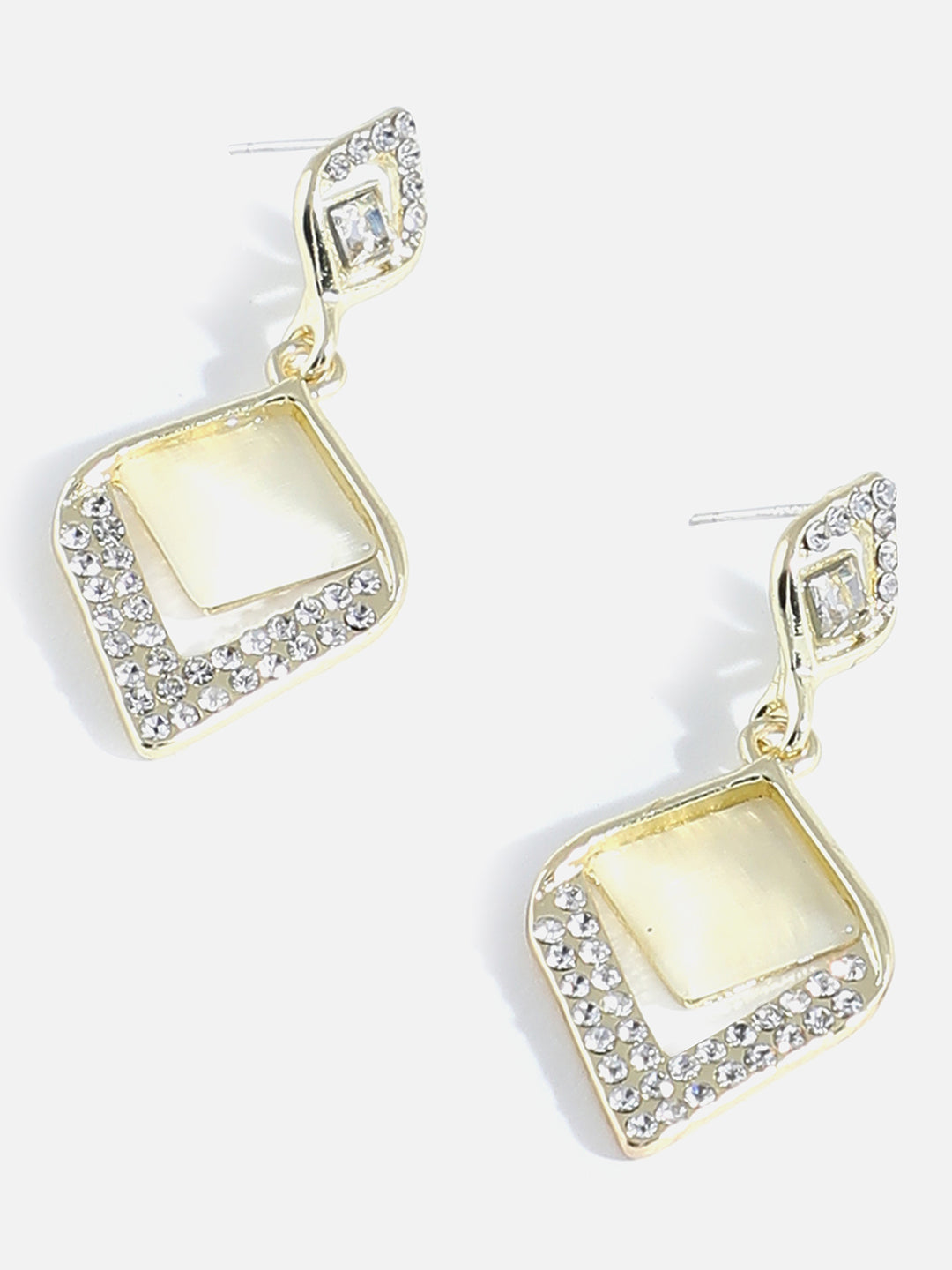 Gold Plated Designer Stone Drop Earring