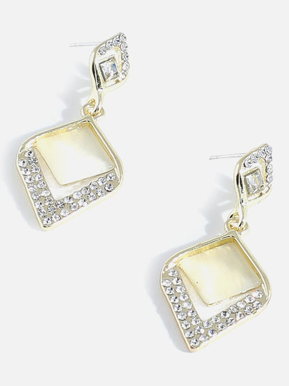 Gold Plated Designer Stone Drop Earring