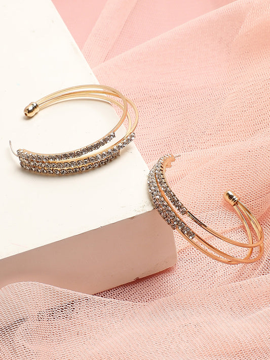 Gold Plated Designer Stone Hoop Earring