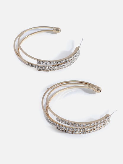 Gold Plated Designer Stone Hoop Earring