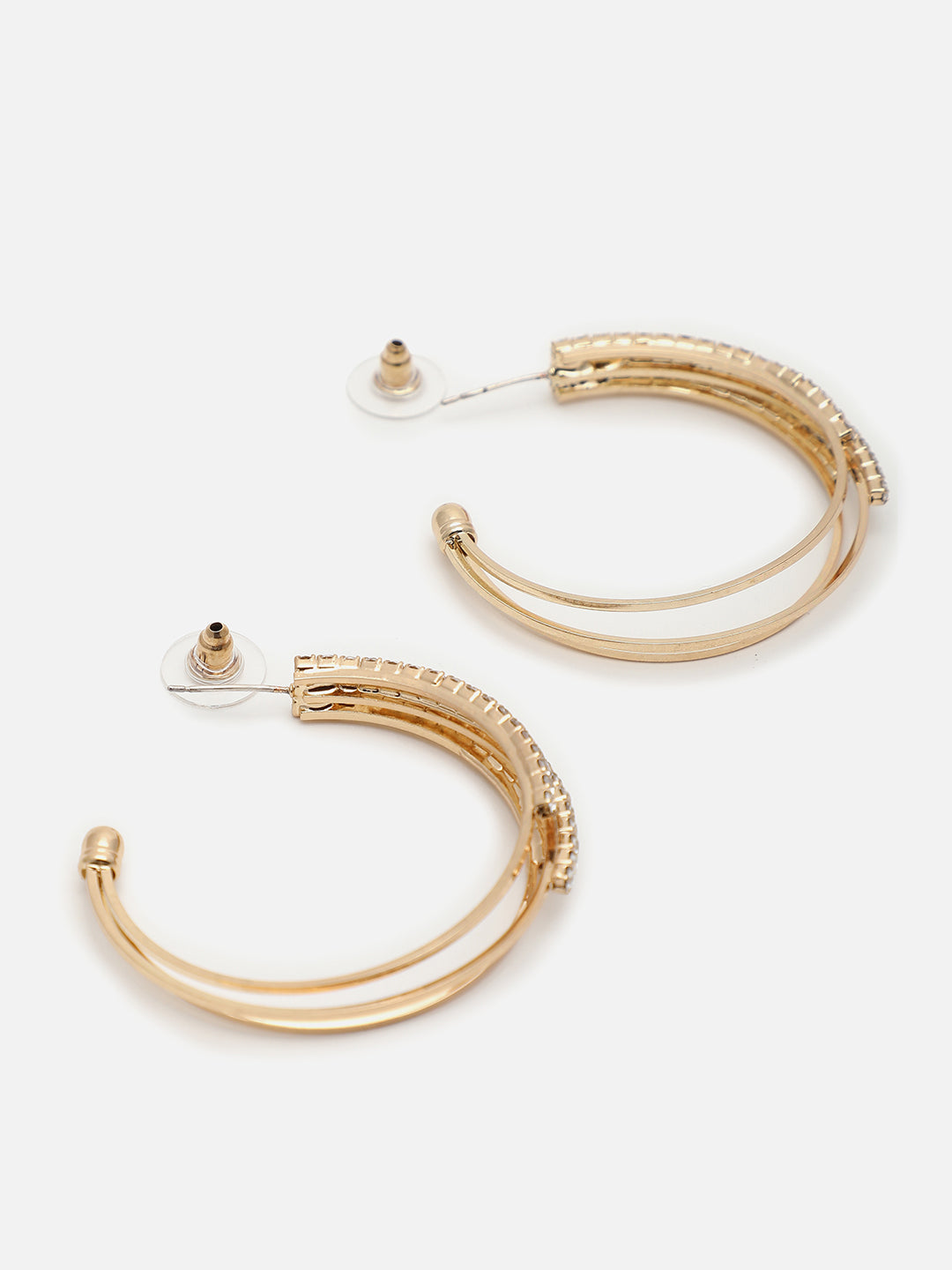 Gold Plated Designer Stone Hoop Earring