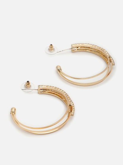Gold Plated Designer Stone Hoop Earring