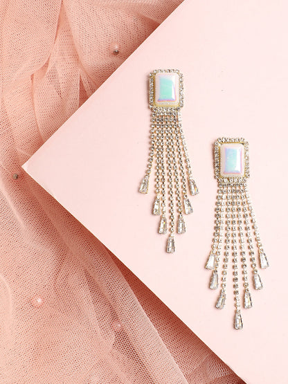Gold Plated Designer Stone Drop Earring