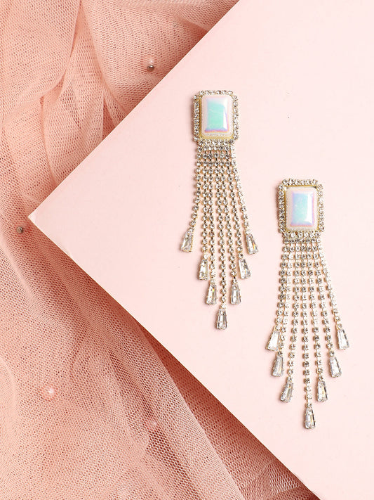 Gold Plated Designer Stone Drop Earring