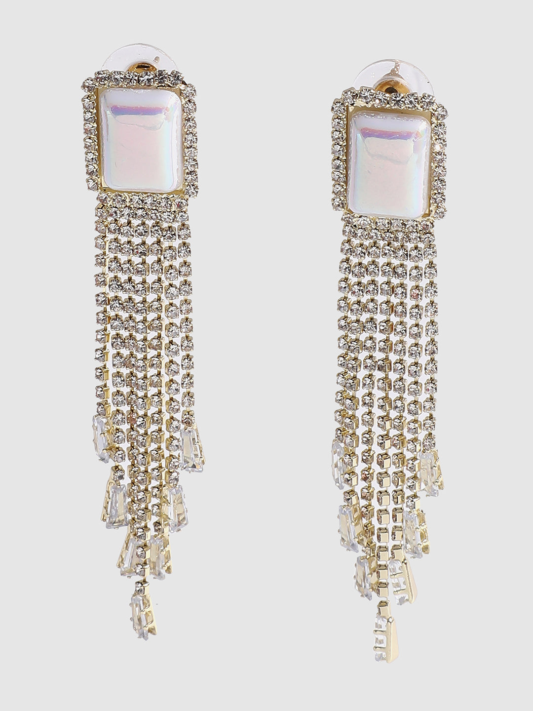 Gold Plated Designer Stone Drop Earring