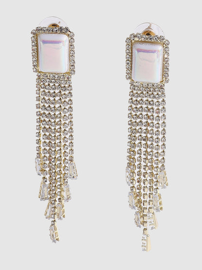 Gold Plated Designer Stone Drop Earring