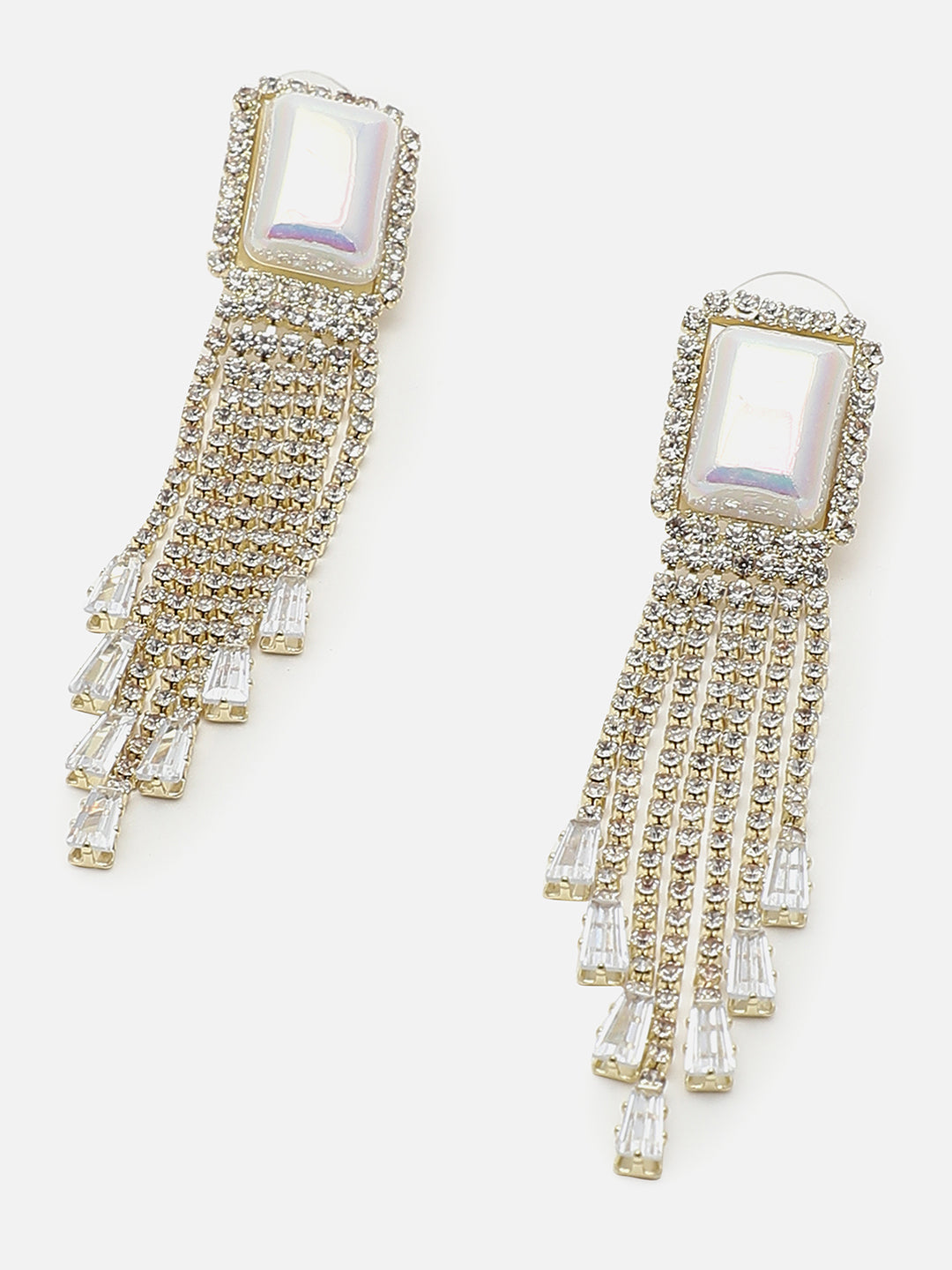 Gold Plated Designer Stone Drop Earring