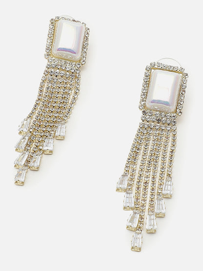 Gold Plated Designer Stone Drop Earring