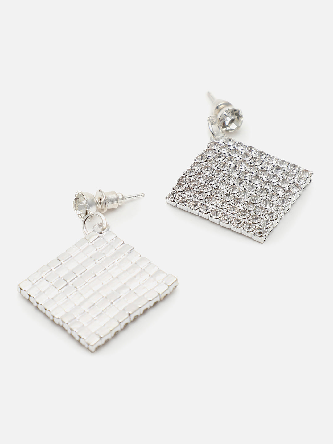 Silver Plated Designer Stone Drop Earring