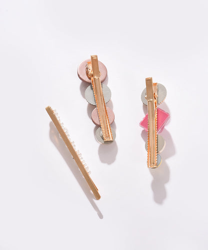Pack of 3 Gold Plated Designer Stone Hair Pin