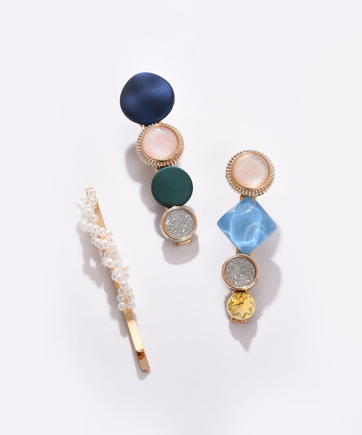 Pack of 3 Gold Plated Designer Stone Hair Pin