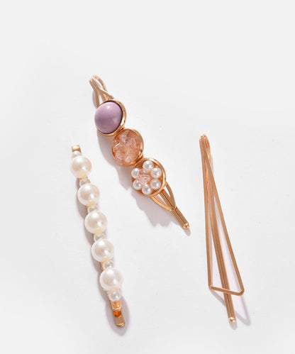 Pack of 3 Gold Plated Pearls Hair Pin
