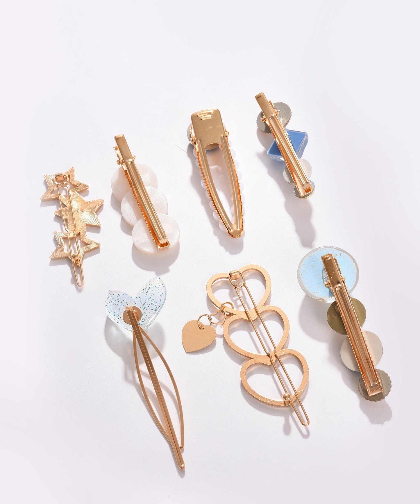 Pack of 7 Gold Plated Designer Stone Pearl Hair Pin