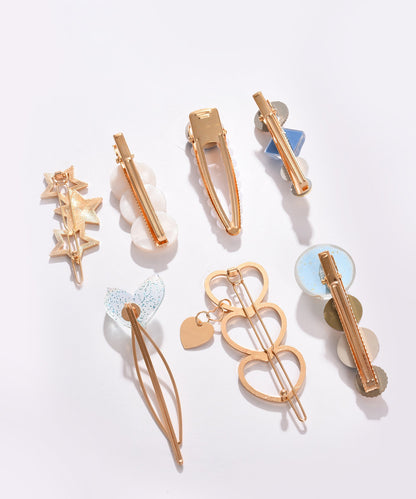 Pack of 7 Gold Plated Designer Stone Pearl Hair Pin