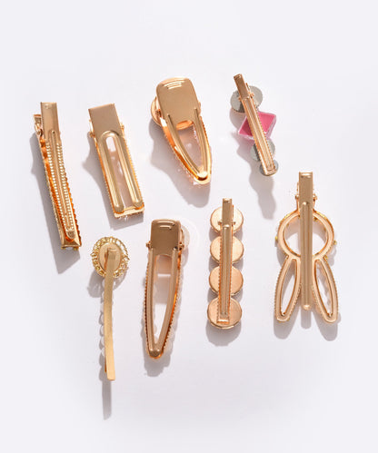 Pack of 8 Gold Plated Designer Stone Pearl Hair Pin
