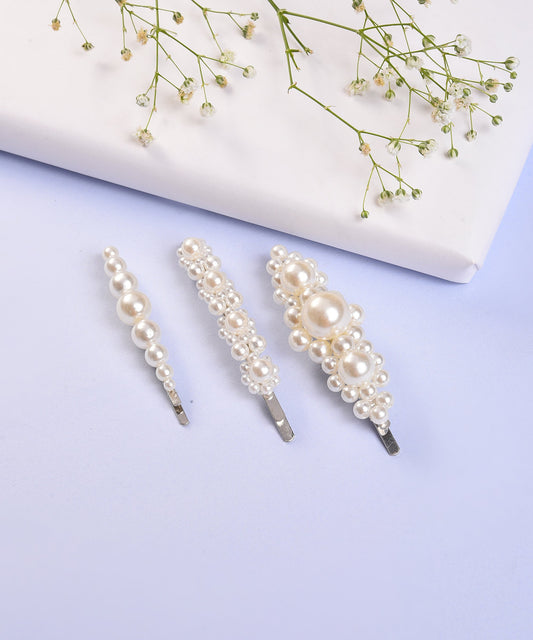 Pack of 3 Gold Plated Pearls Hair Pin