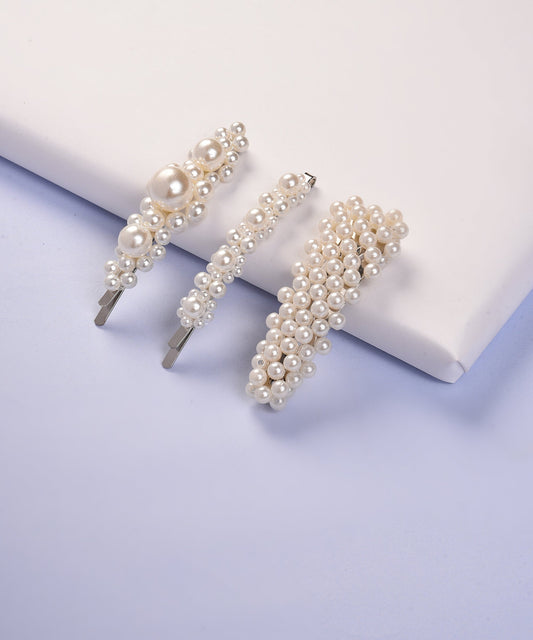 Pack of 3 Gold Plated Pearls Hair Pin