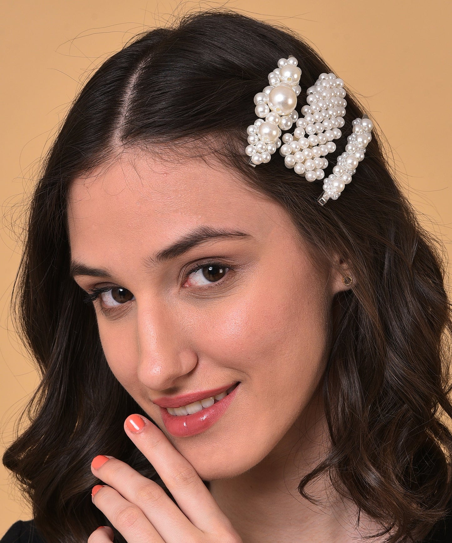 Pack of 3 Gold Plated Pearls Hair Pin