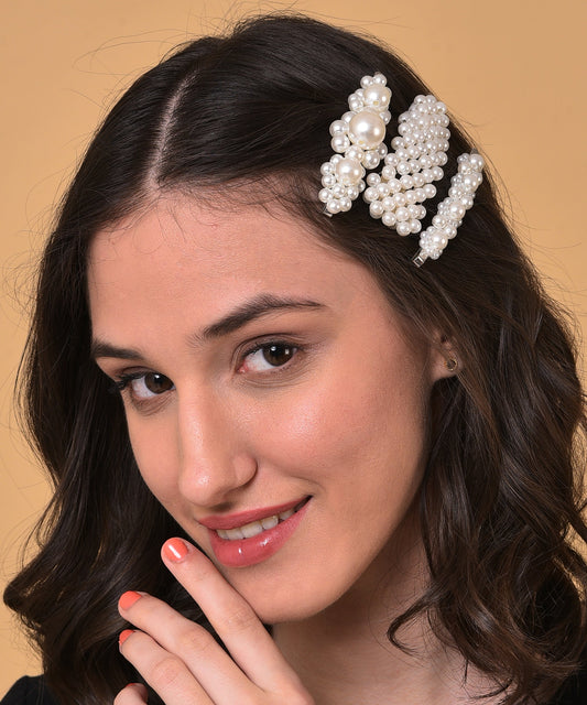 Pack of 3 Gold Plated Pearls Hair Pin