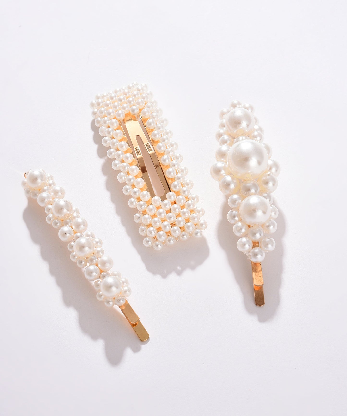 Pack of 3 Gold Plated Pearls Hair Pin