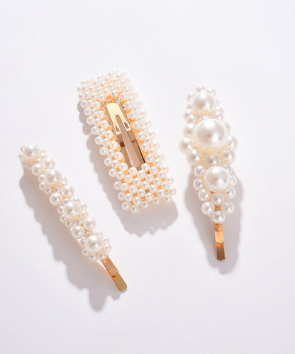 Pack of 3 Gold Plated Pearls Hair Pin