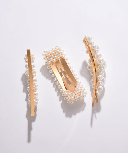 Pack of 3 Gold Plated Pearls Hair Pin